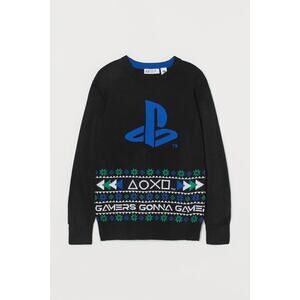 H&M Black and Blue PlayStation  Christmas Sweater